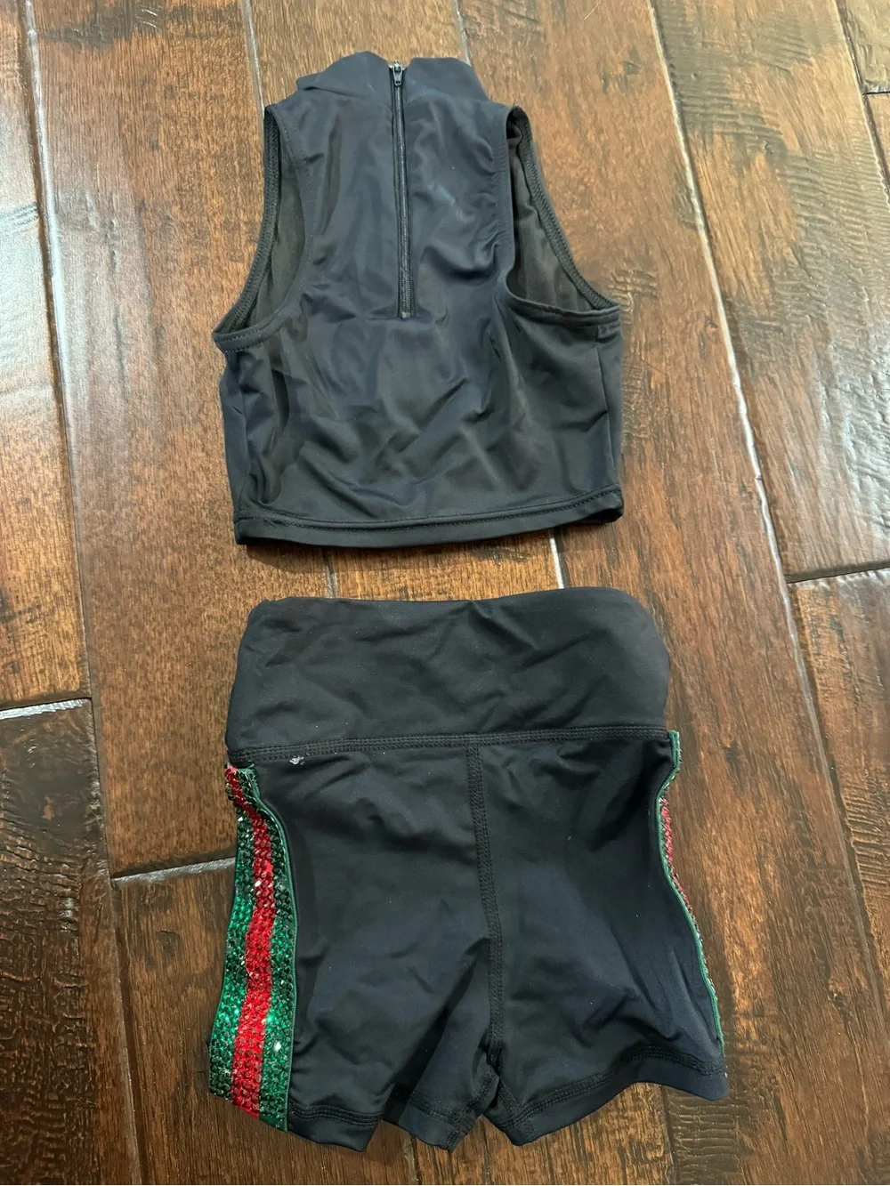 Black Custom Dance Costume Set with red, green & gold - SC child small